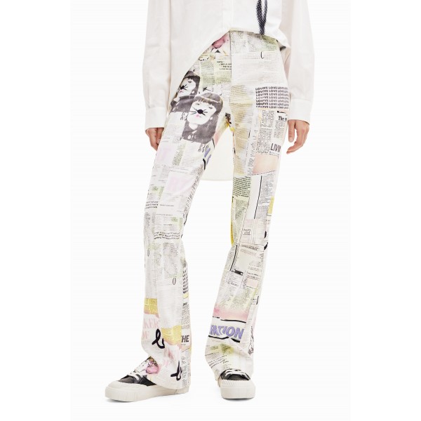 Pantalon évasé journal