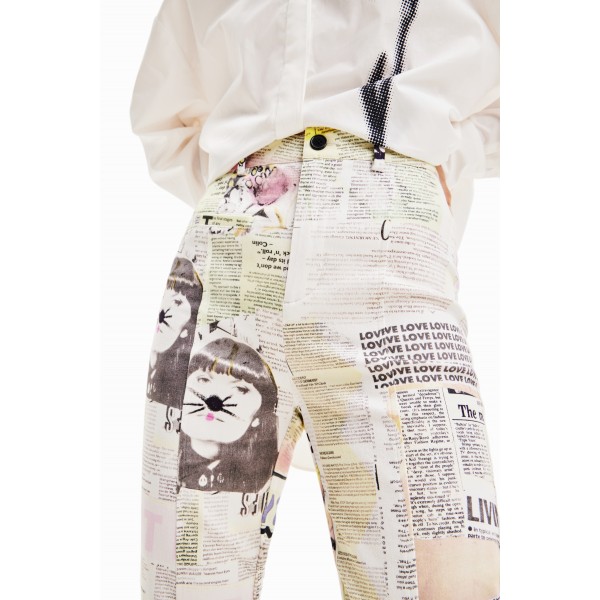 Pantalon évasé journal