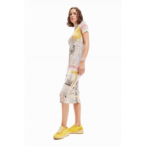 Robe midi ajustée journal