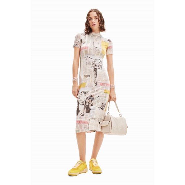 Robe midi ajustée journal