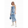 Robe midi patchwork denim