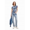 T-shirt tulle patchwork denim