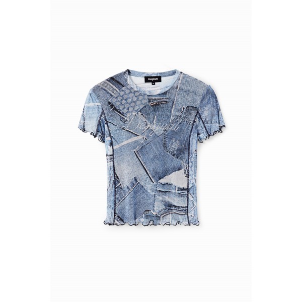 T-shirt tulle patchwork denim