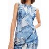 Mini-robe patchwork denim