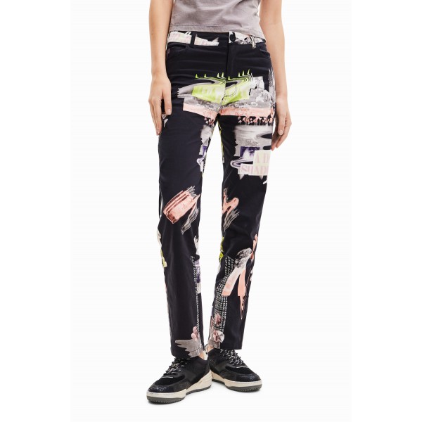 Pantalon droit collage