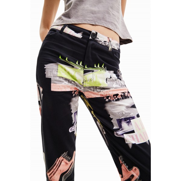 Pantalon droit collage
