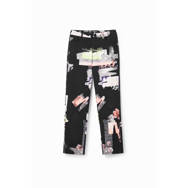 Pantalon droit collage