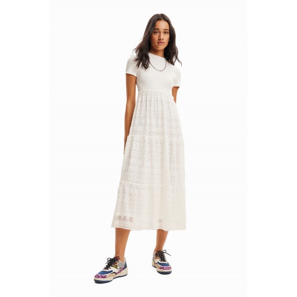 Robe midi combinée tulle