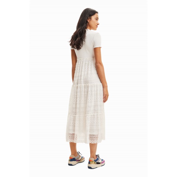Robe midi combinée tulle