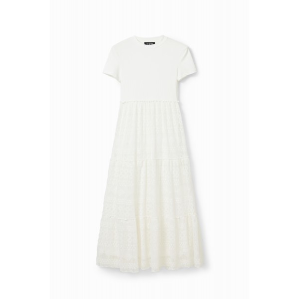 Robe midi combinée tulle